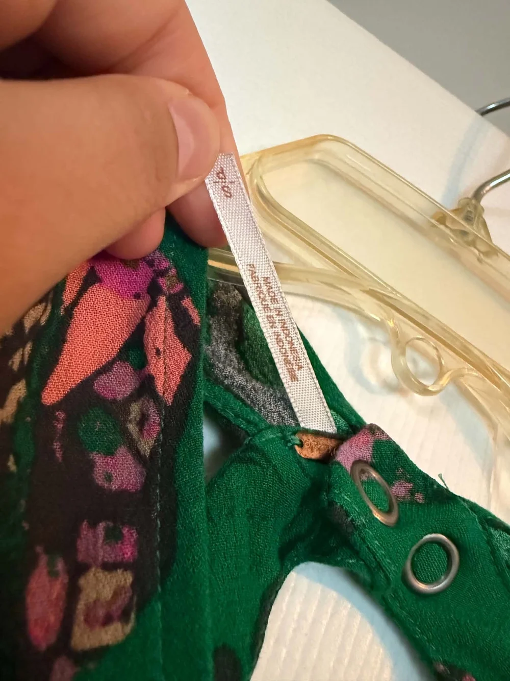 Free People Emerald Green Floral Keyhole Tunic